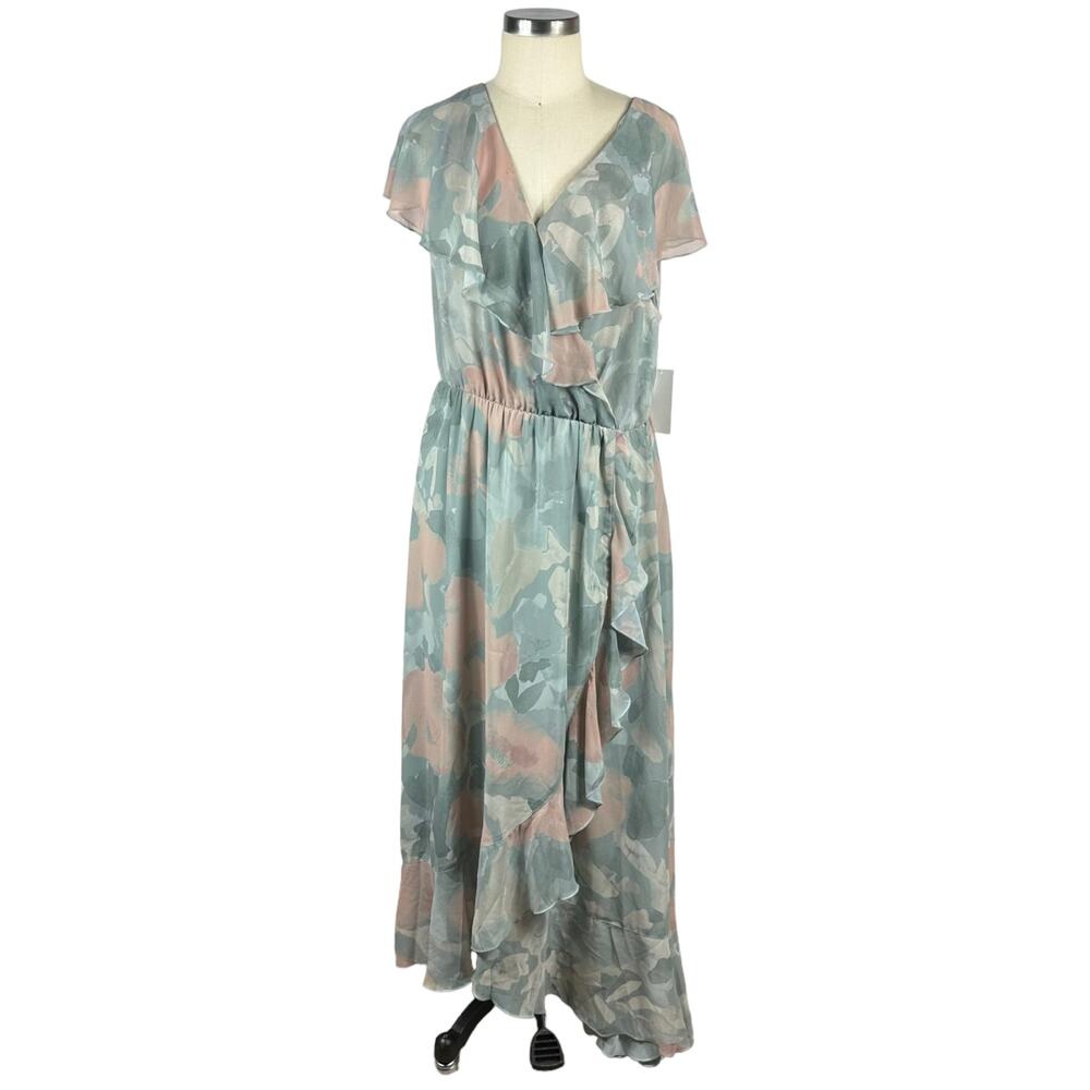 SHOW ME YOUR MUMU Jess Ruffle Midi‎ Dress Watercolor Floral XXL NWT Bridesmaid